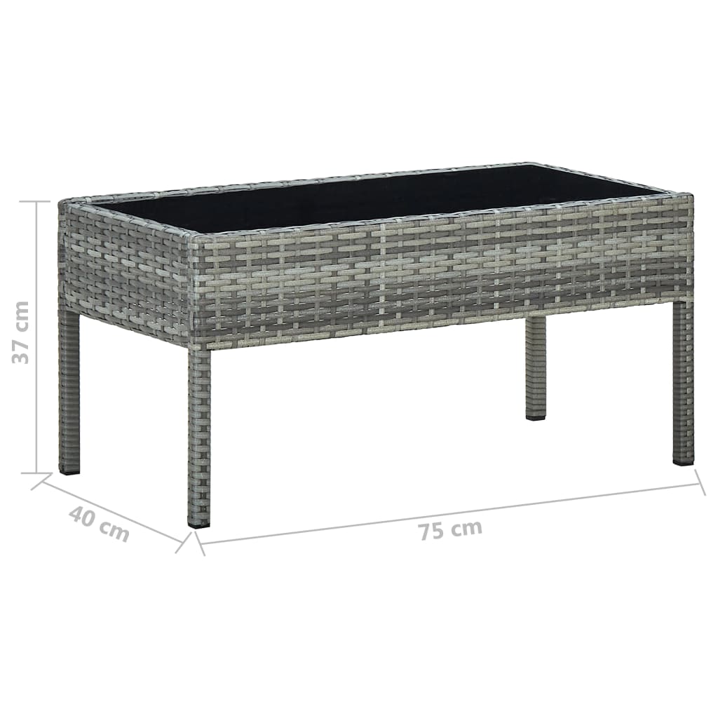 Tavolo da Giardino Grigio 75x40x37 cm in Polyrattan | homemem39