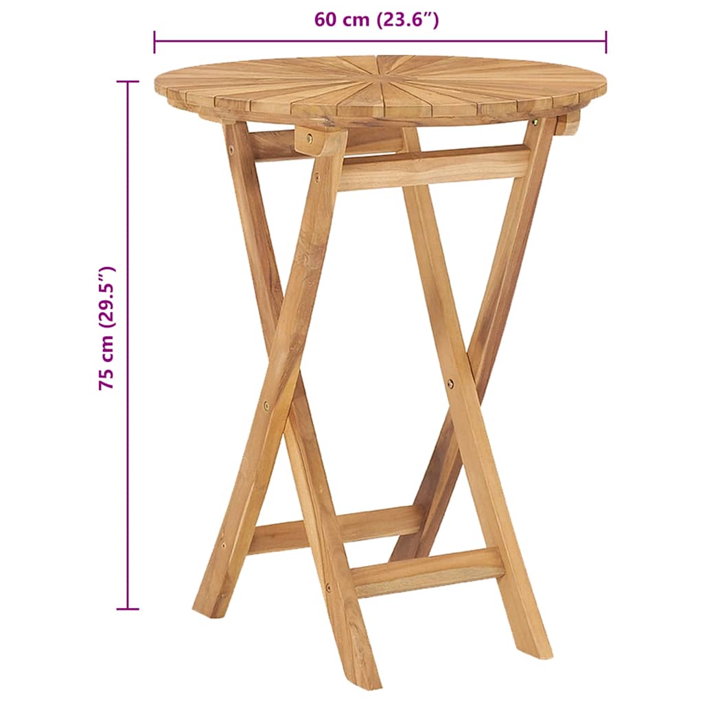 Tavolo da Giardino Pieghevole Ø 60 cm Legno Massello di Teak | homemem39