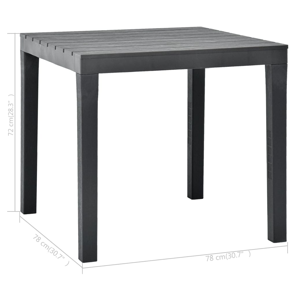 Tavolo da Giardino Antracite 78x78x72 cm in Plastica - homemem39