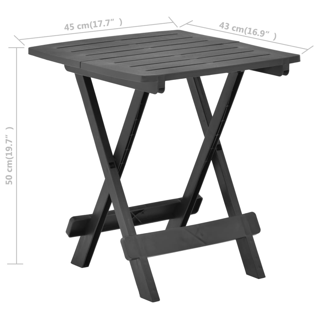 Tavolo da Giardino Pieghevole Antracite 45x43x50 cm in Plastica | homemem39