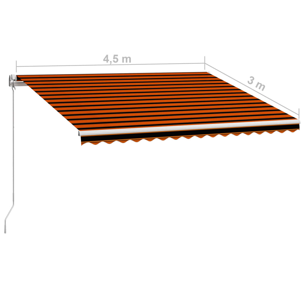 Tenda da Sole Retrattile Manuale 450x300 cm Arancione e Marrone - homemem39