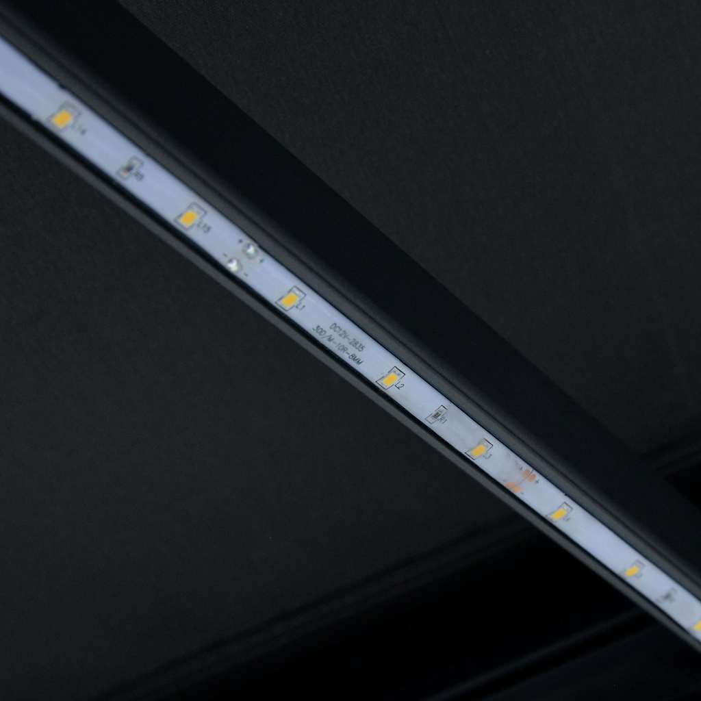 Tenda da Sole Retrattile Manuale con LED 350x250 cm Antracite | homemem39