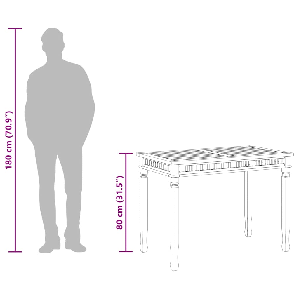 Tavolo da Pranzo per Giardino 120x65x80 cm in Massello di Teak | homemem39