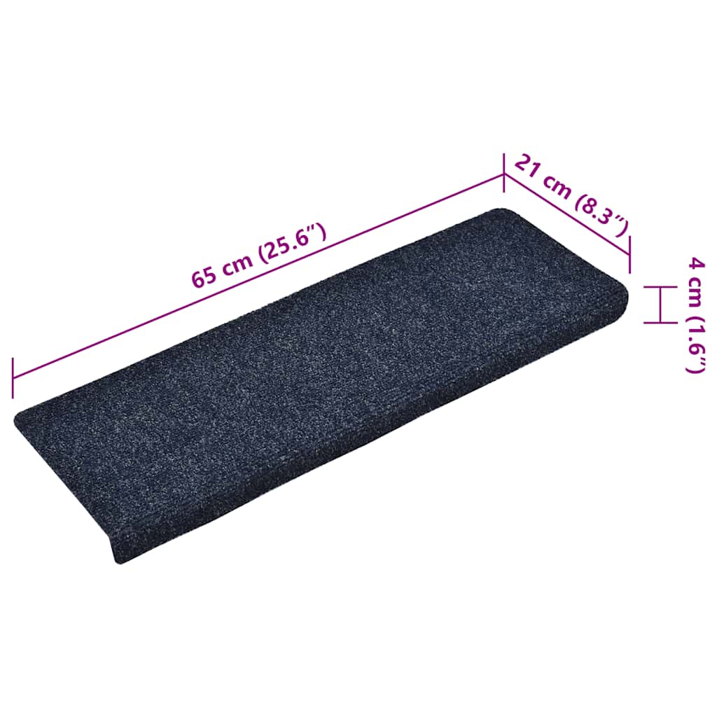 Tappetini per scale autoadesivi 15 pz 65x21x4 cm blu bordo rettangolare - homemem39