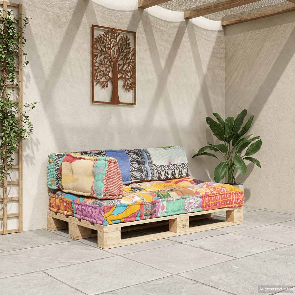 Cuscino per Divani Pallet Multicolore in Tessuto Patchwork - homemem39