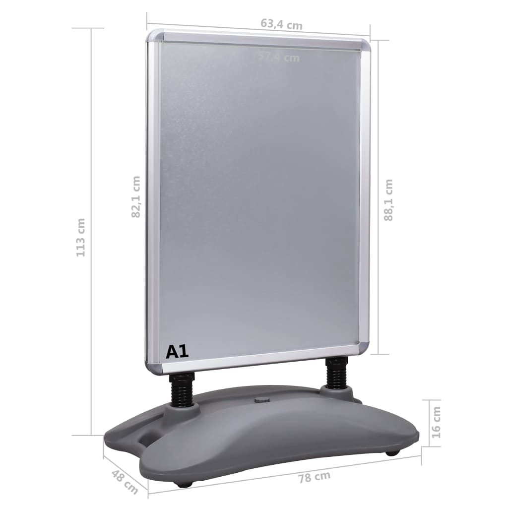 Piedistallo per Poster A1 Base ad Acqua Grigio Lega Alluminio | homemem39