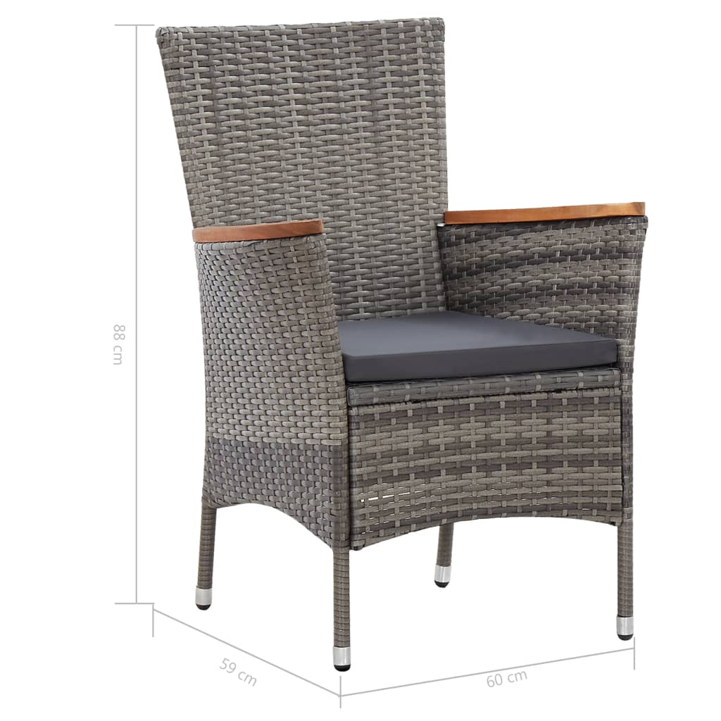 Set da Pranzo da Giardino 5 pz con Cuscini in Polyrattan Grigio | homemem39