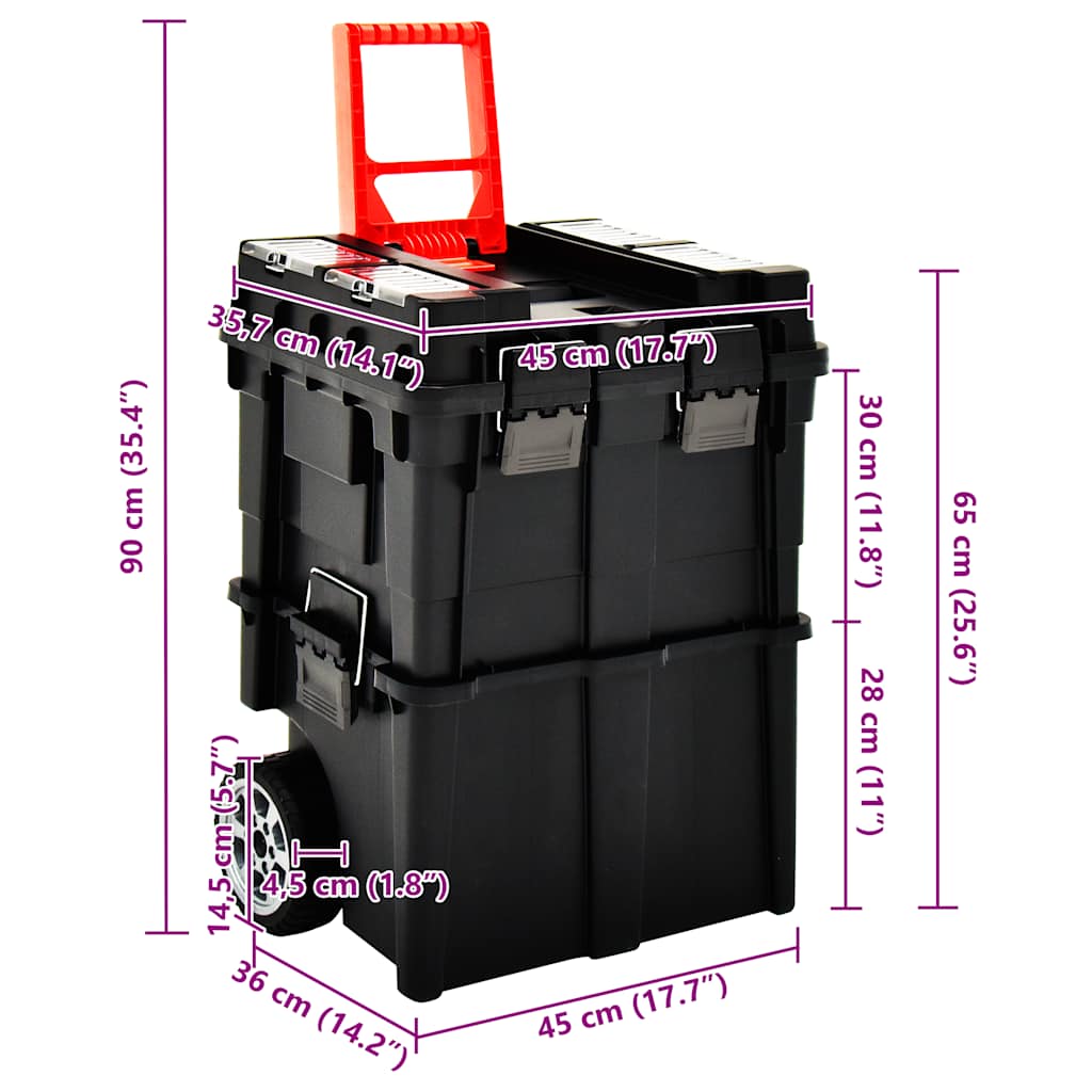 Carrello Portautensili con Maniglia 45x36x90 cm
