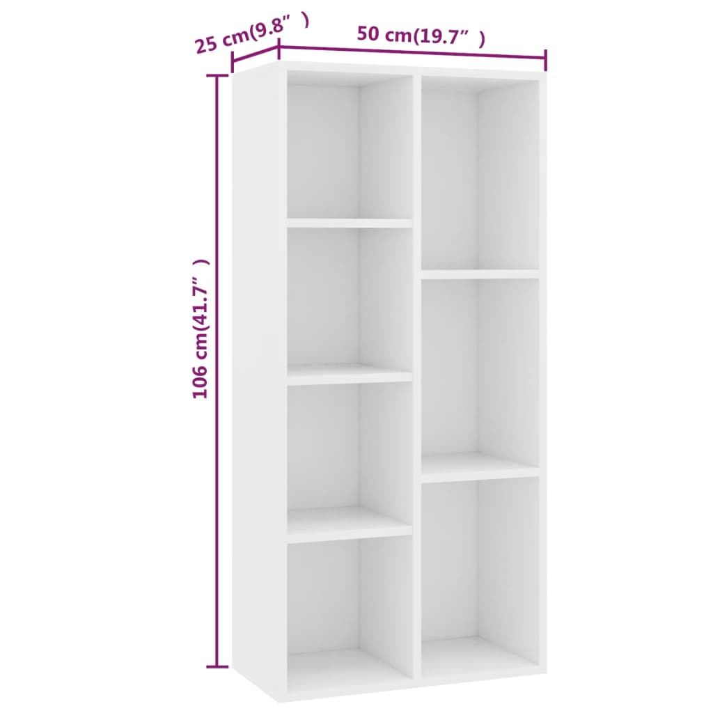 Libreria Bianca 50x25x106 cm in Legno Multistrato | homemem39