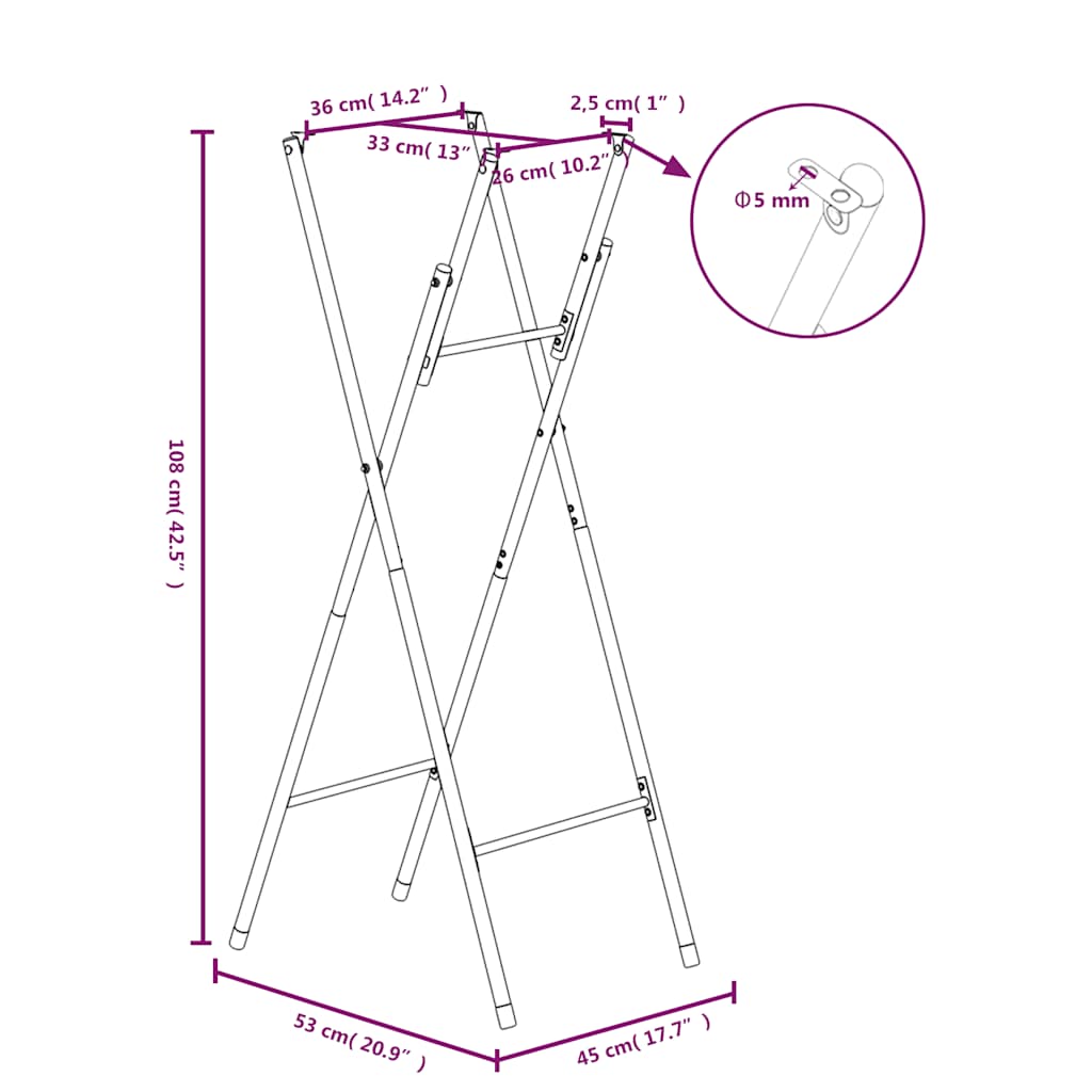 Gambe Pieghevoli per Tavolo da Bar Argento 45x53x108 cm Acciaio | homemem39