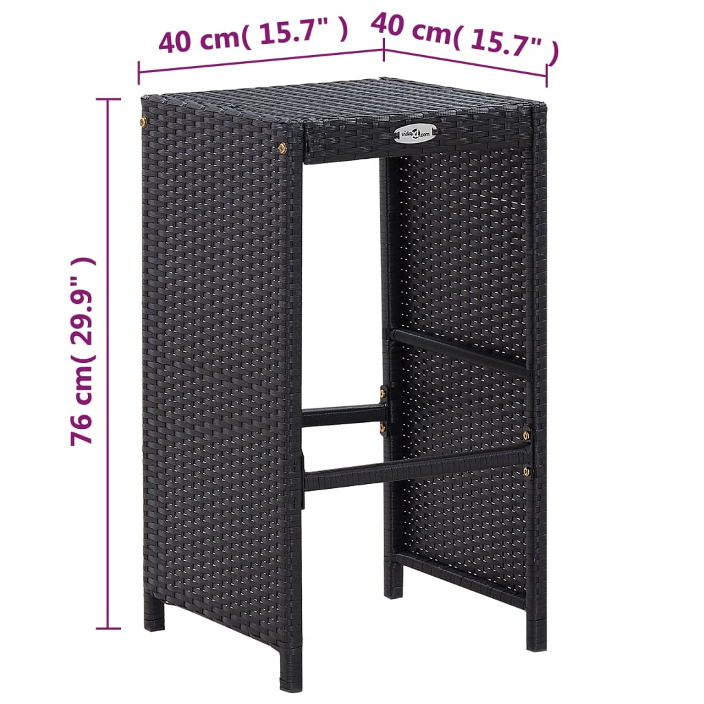Set da Bar da Giardino 7 pz con Cuscini in Polyrattan Nero | homemem39