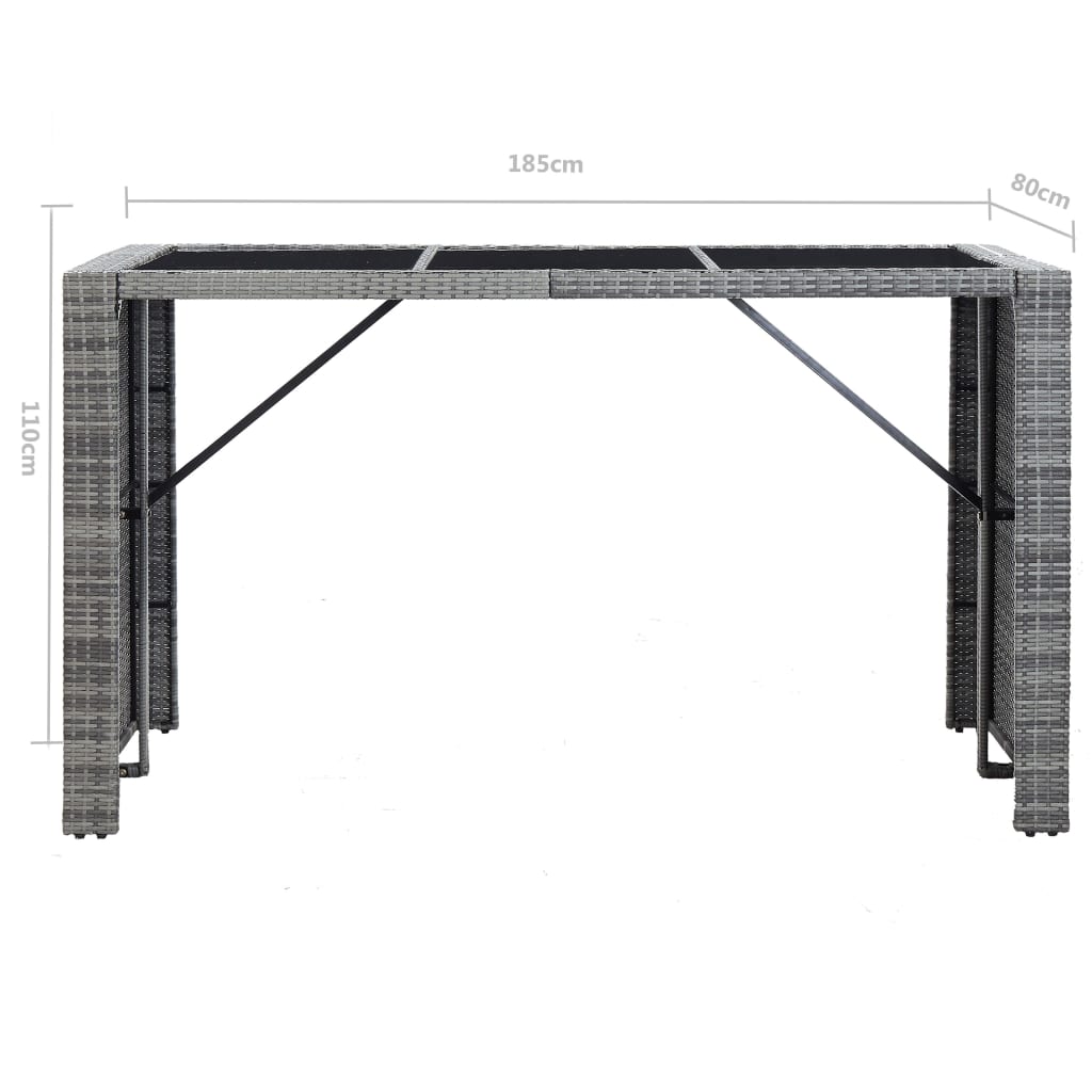 Set da Bar da Giardino 7 pz con Cuscini in Polyrattan Grigio | homemem39