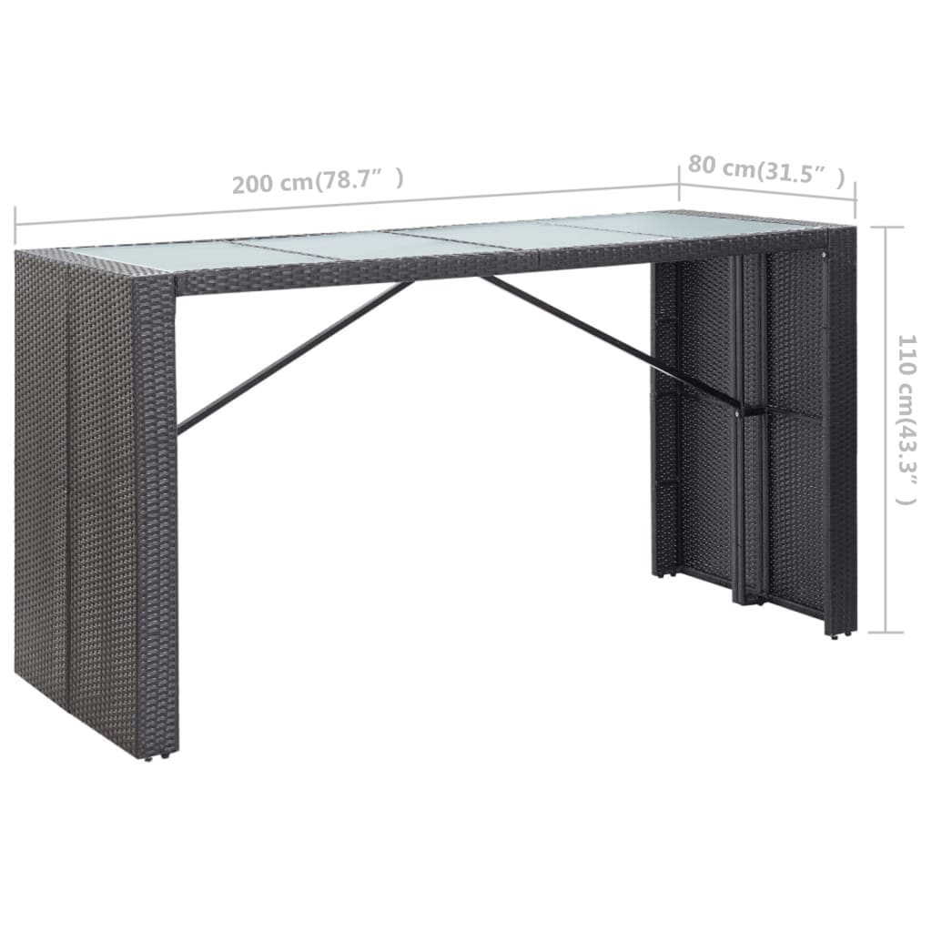 Set Bar da Giardino 9 z pz in Polyrattan Nero | homemem39