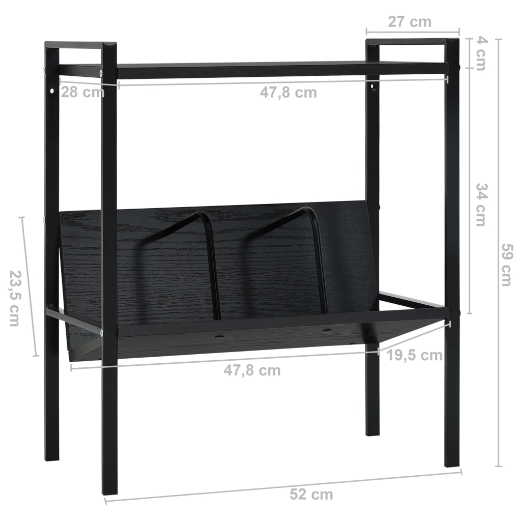 Scaffale Libri 2 Ripiani Nero 52x28x59 cm Legno Multistrato | homemem39