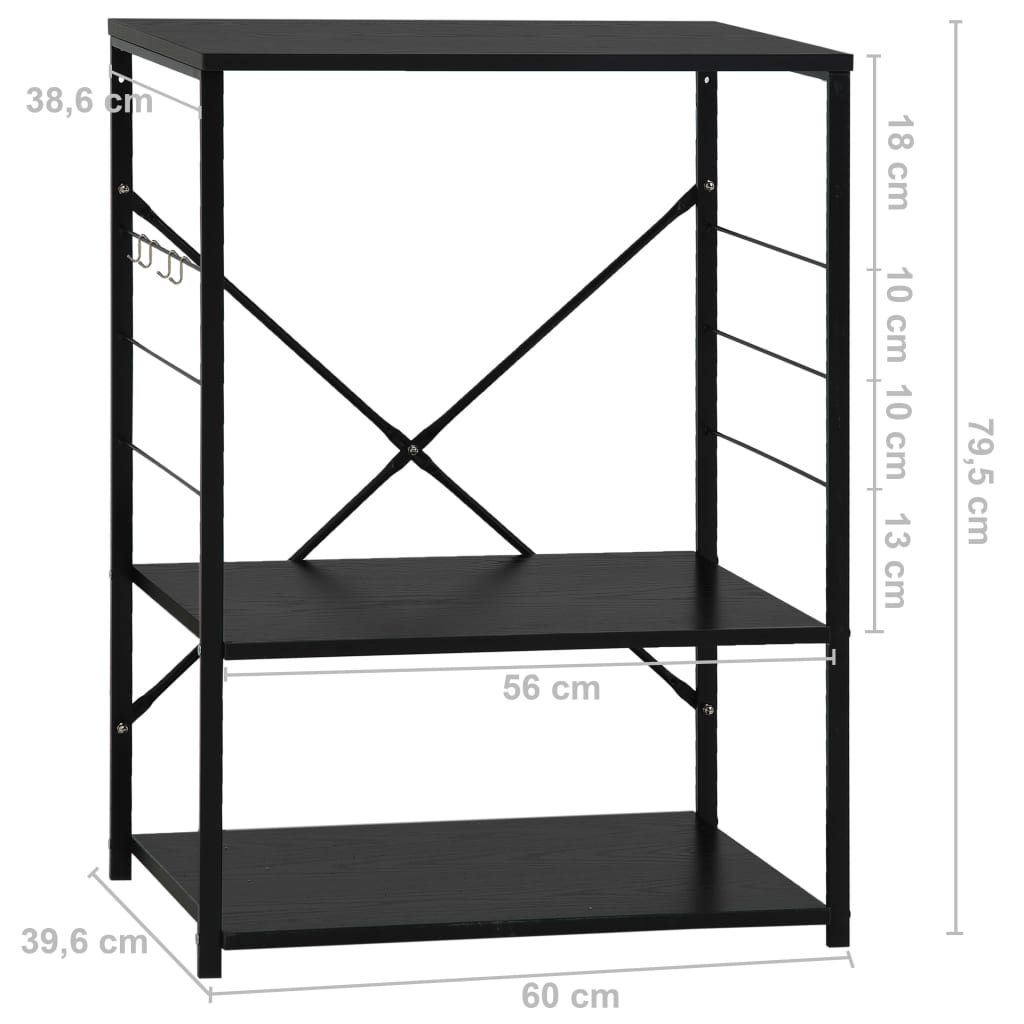 Mobile per Microonde Nero 60x39,6x79,5 cm Legno Multistrato | homemem39