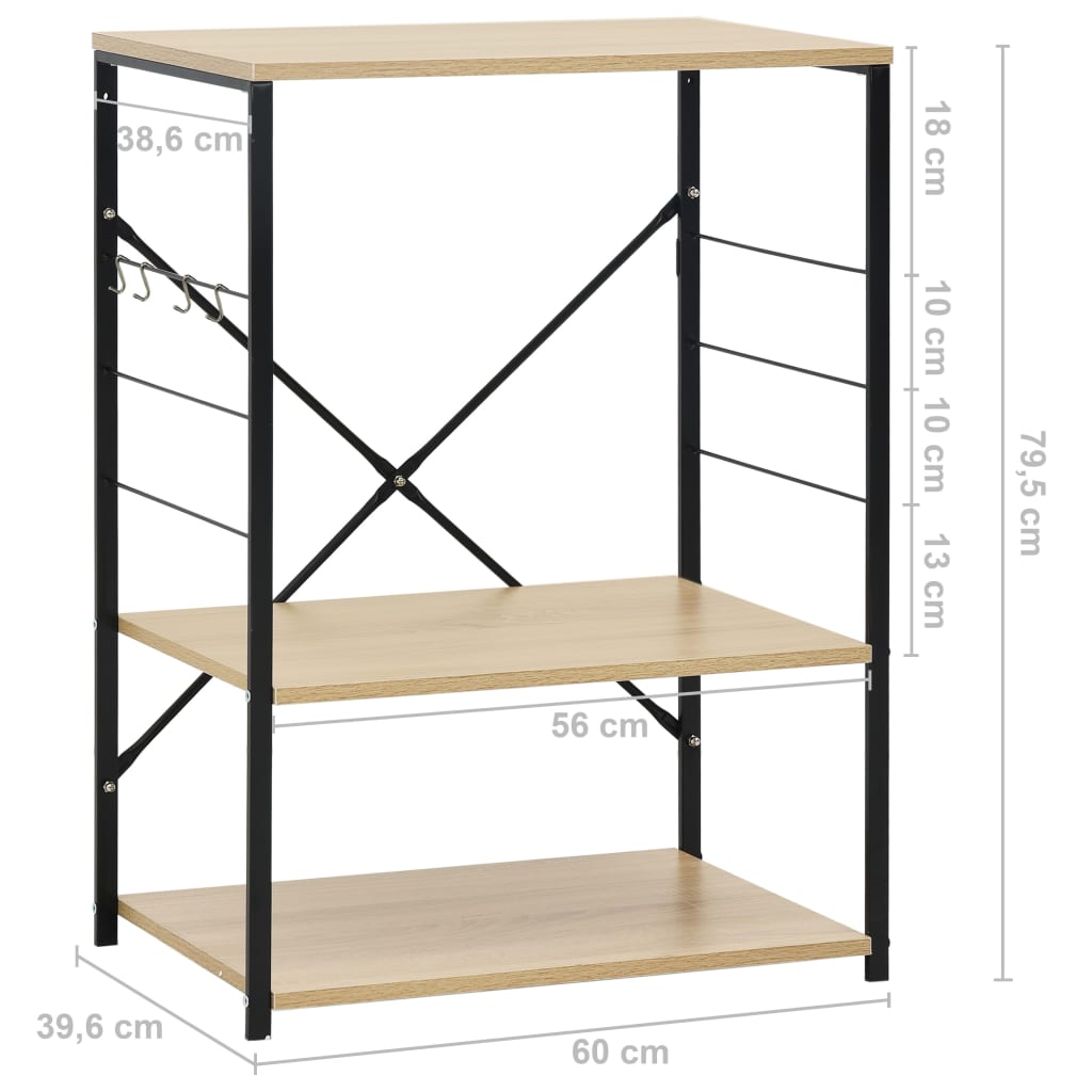 Mobile Microonde Nero e Rovere 60x39,6x79,5cm Legno Multistrato | homemem39