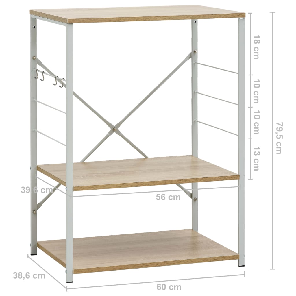 Mobile Microonde Bianco Rovere 60x39,6x79,5cm Legno Multistrato | homemem39