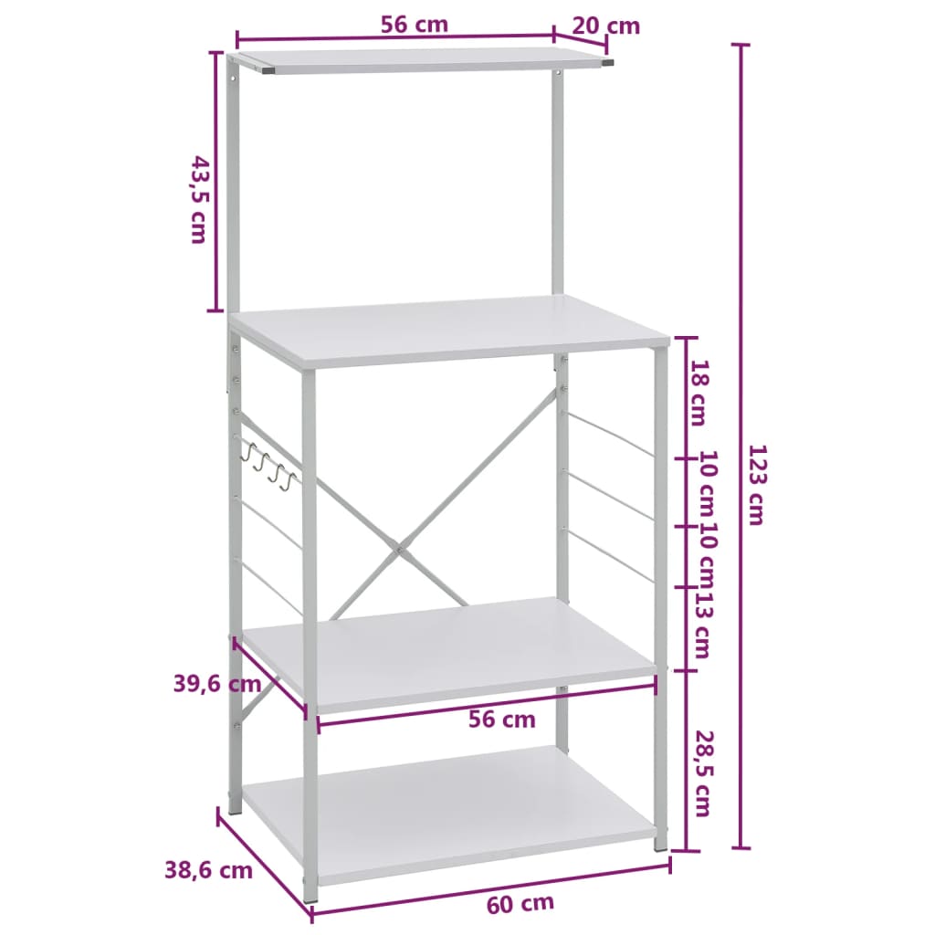 Mobile per Microonde Bianco 60x39,6x123 cm Legno Multistrato | homemem39