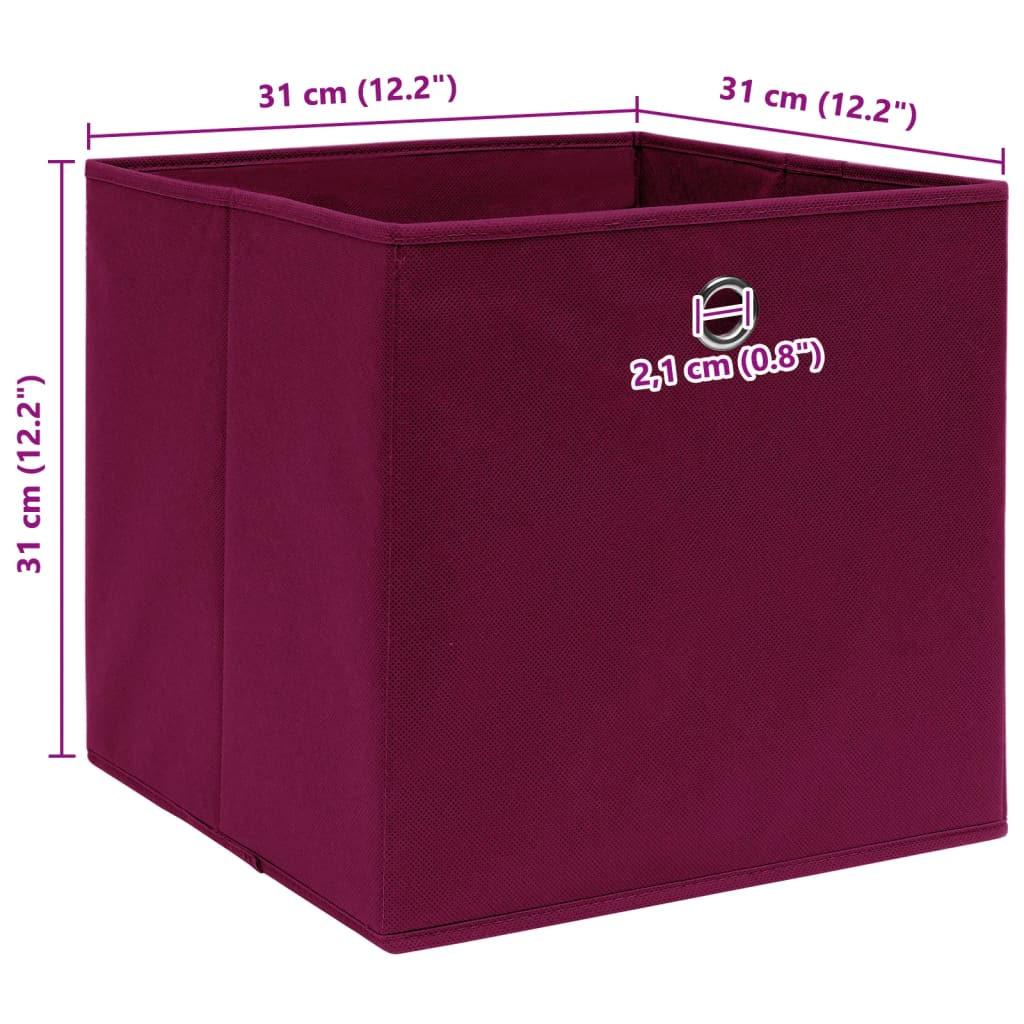 Scatole con Coperchi 4pz Rosso Scuro 32x32x32 cm Tessuto | homemem39
