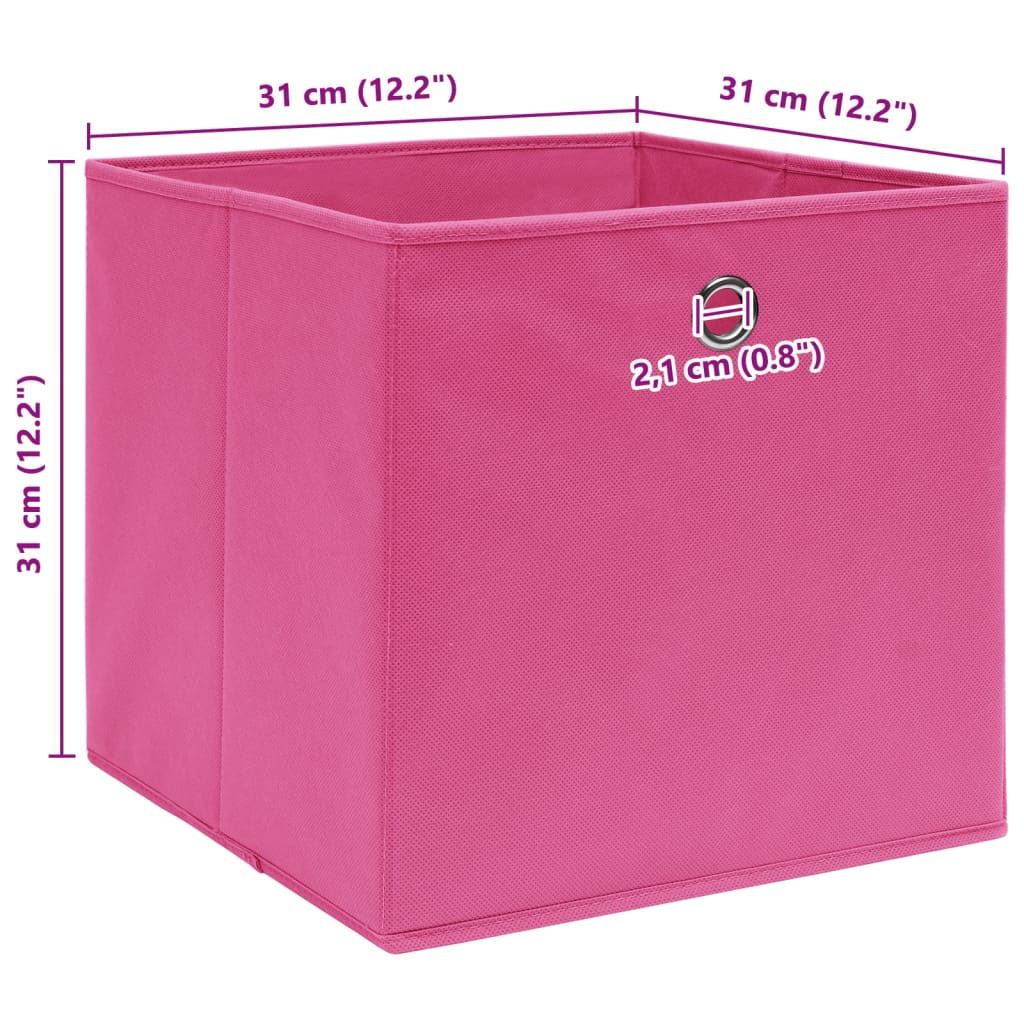 Scatole Portaoggetti con Coperchi 4pz Rosa 32x32x32 cm Tessuto