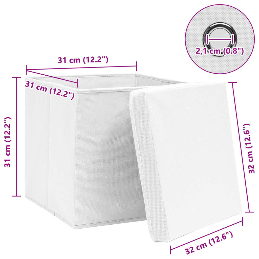 Scatole con Coperchi 10pz Bianche 32x32x32 cm Tessuto | homemem39