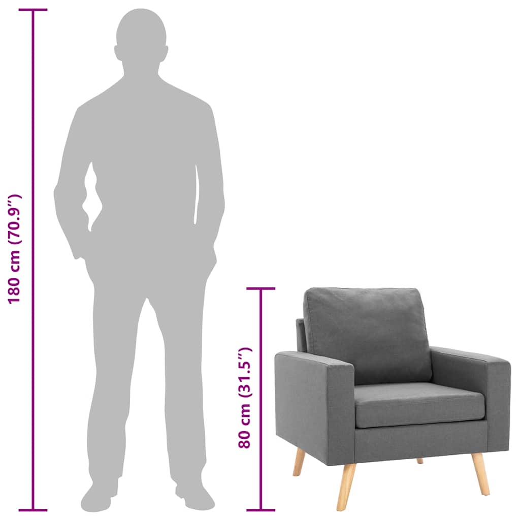 Poltrona Grigio Chiaro in Tessuto - homemem39