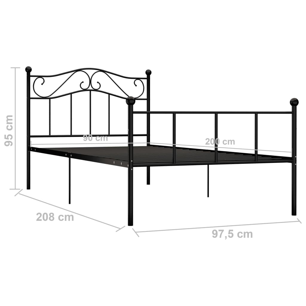 Giroletto Nero in Metallo 90x200 cm | homemem39