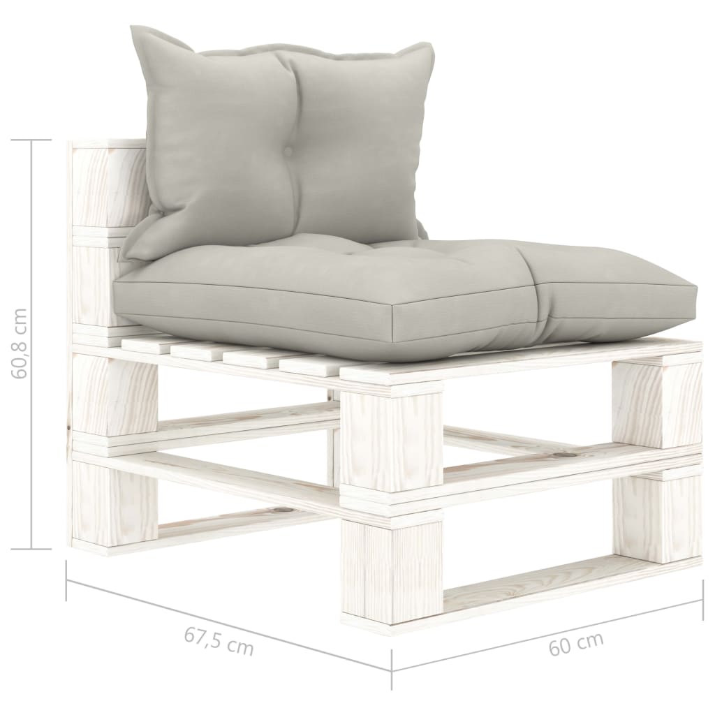 Poltrona Centrale da Giardino Pallet con Cuscini Tortora Legno | homemem39