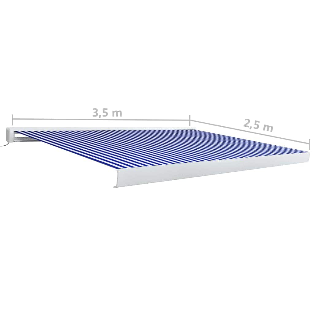 Tenda a Cassonetto Motorizzata 350x250 cm Blu e Bianco | homemem39