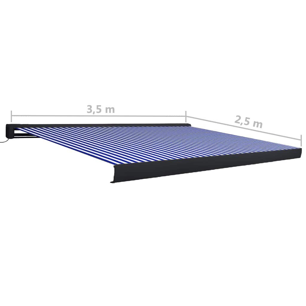 Tenda a Cassonetto Motorizzata 350x250 cm Blu e Bianco - homemem39