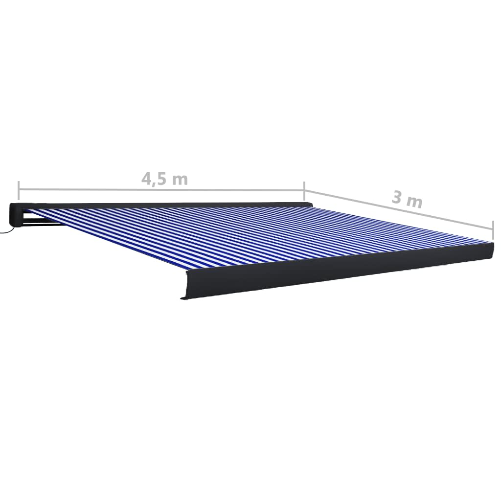 Tenda a Cassonetto Motorizzata 450x300 cm Blu e Bianco - homemem39