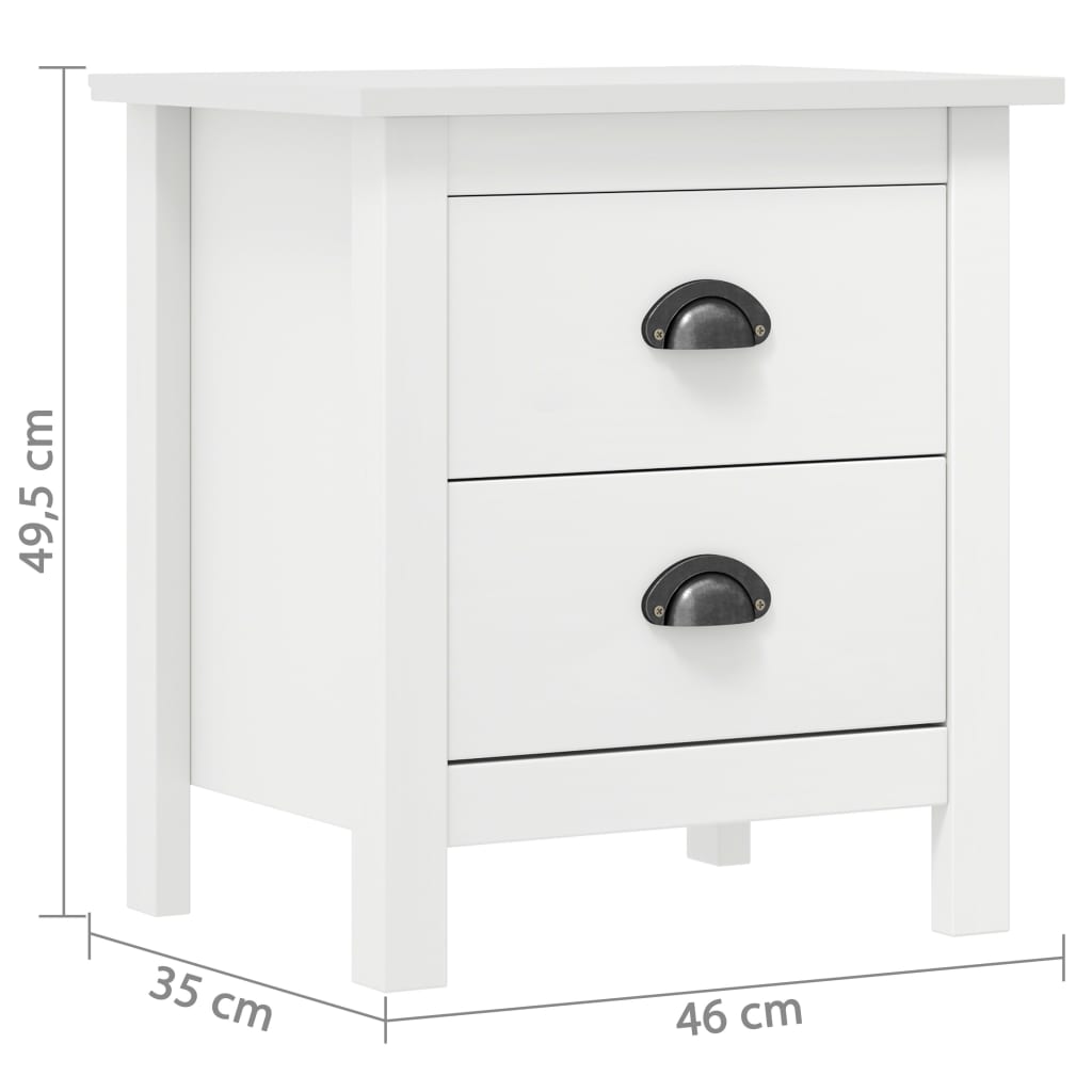 Comodino Hill Bianco 46x35x49,5 cm Legno Massello di Pino - homemem39