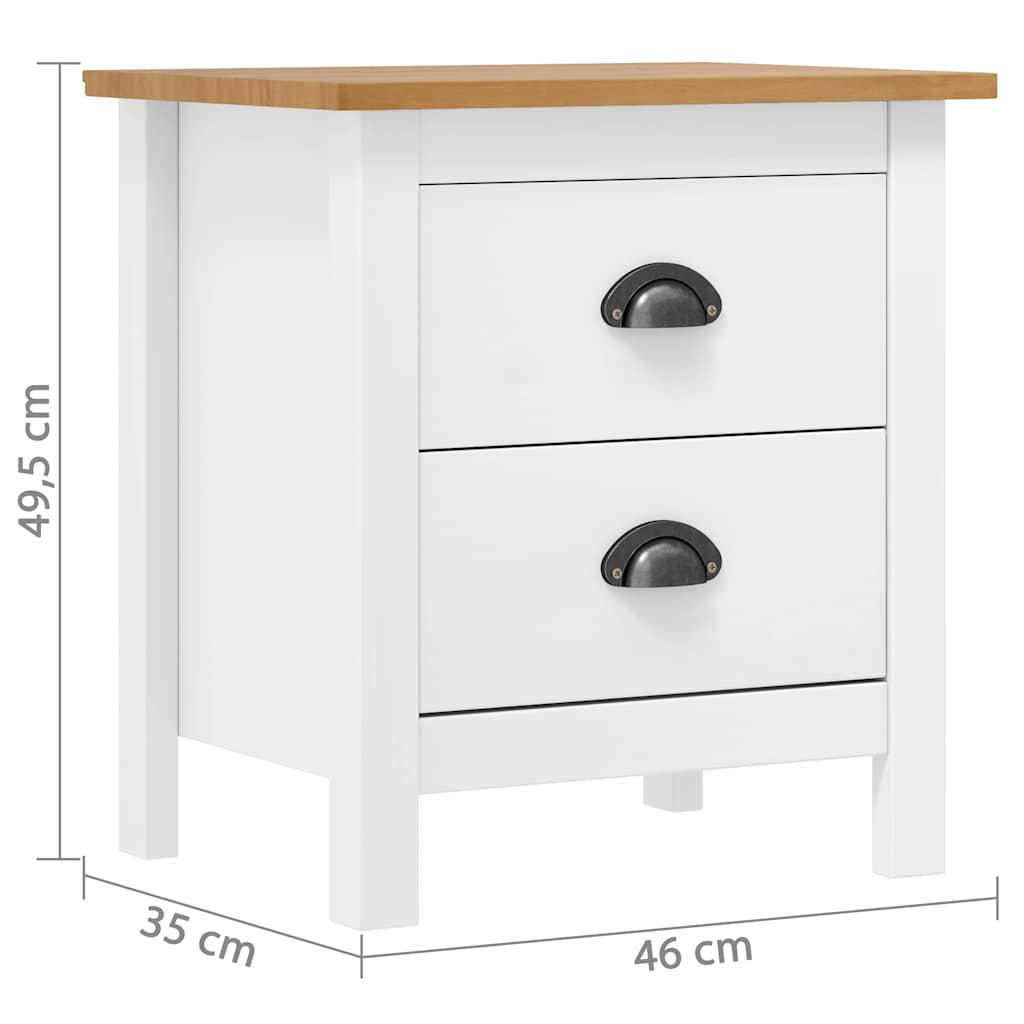 Comodino Hill Bianco 46x35x49,5 cm Legno Massello di Pino