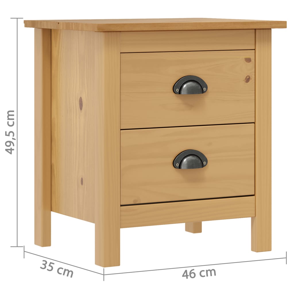 Comodini Hill Grigi 2 pz 46x35x49,5 cm Legno Massello di Pino