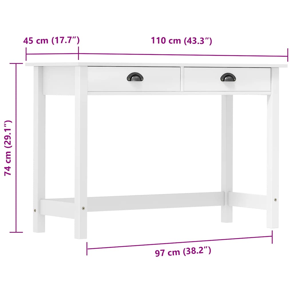 Consolle Hill con 2 Cassetti 110x45x74 cm in Massello di Pino | homemem39