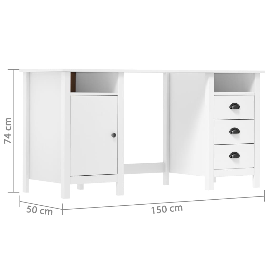 Credenza Hill Bianca 150x50x74 cm in Legno Massello di Pino | homemem39