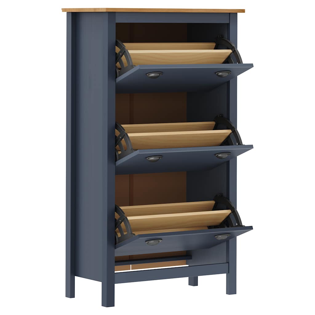 Scarpiera Hill Grigia 72x35x124 cm Legno Massello di Pino | homemem39