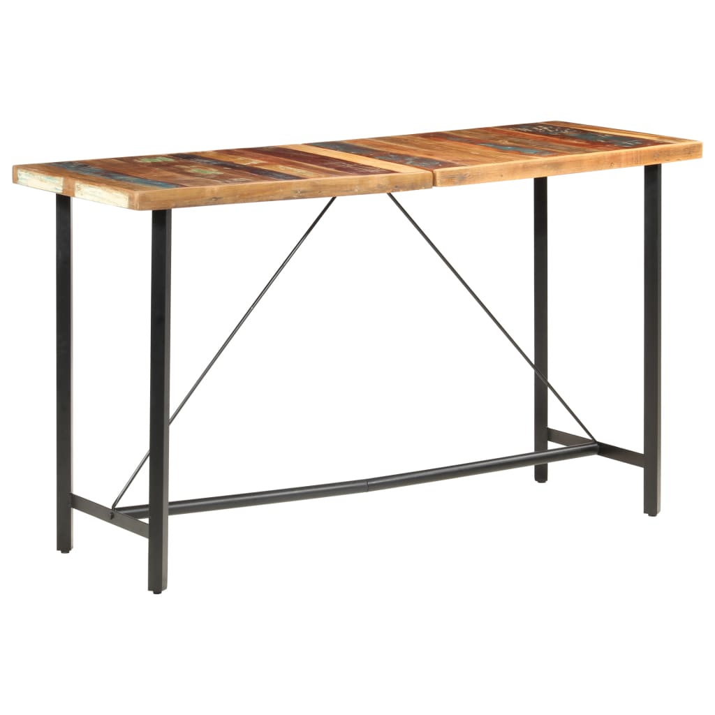 Set da Bar 7 pz in Legno Massello di Recupero e Vera Pelle | homemem39