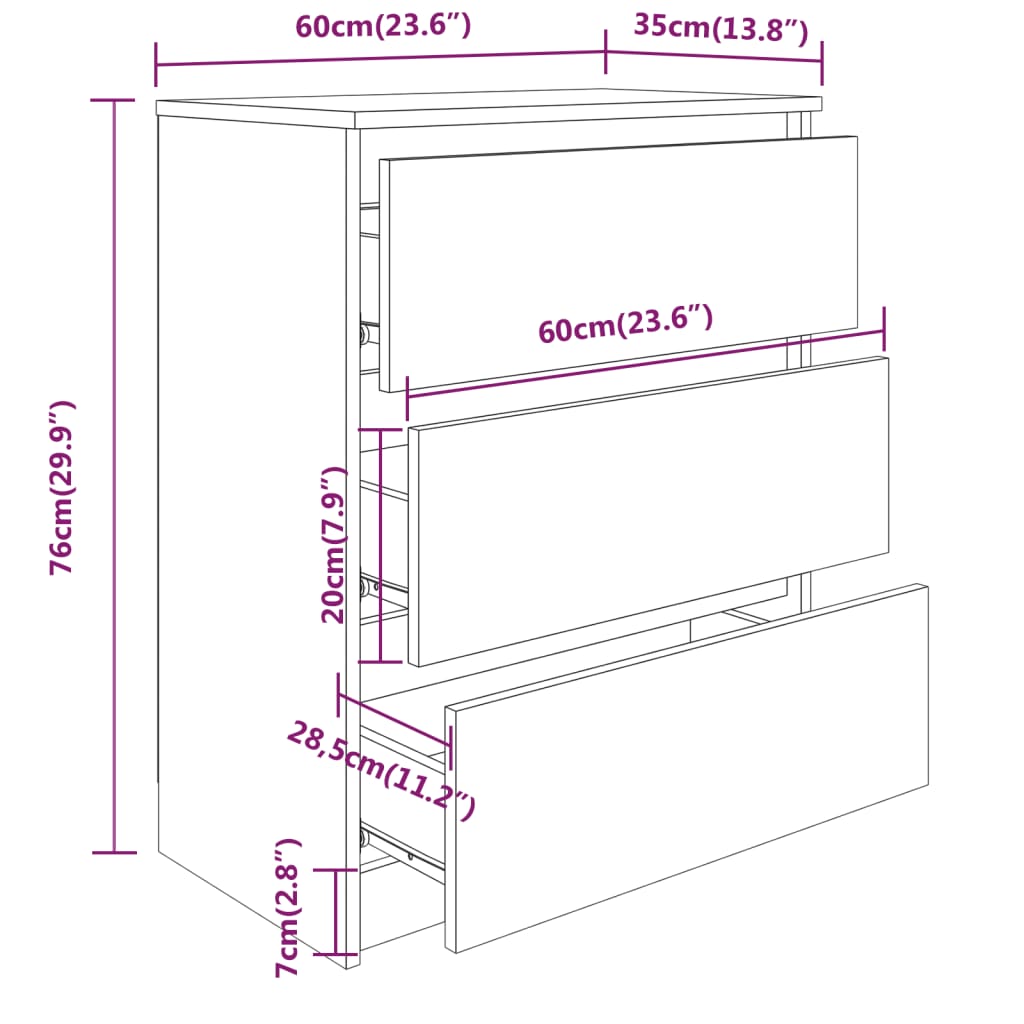 Credenza Rovere Sonoma 60x35x76 cm in Legno Multistrato | homemem39