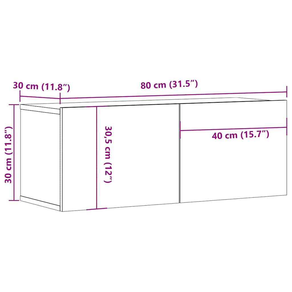 Mobile Porta TV Bianco 80x30x30 cm in Legno Multistrato | homemem39