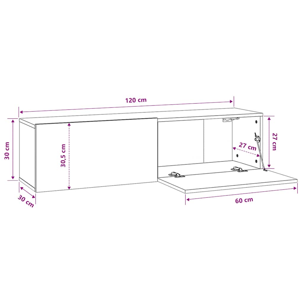 Mobile Porta TV Grigio Cemento 120x30x30cm in Legno Multistrato | homemem39