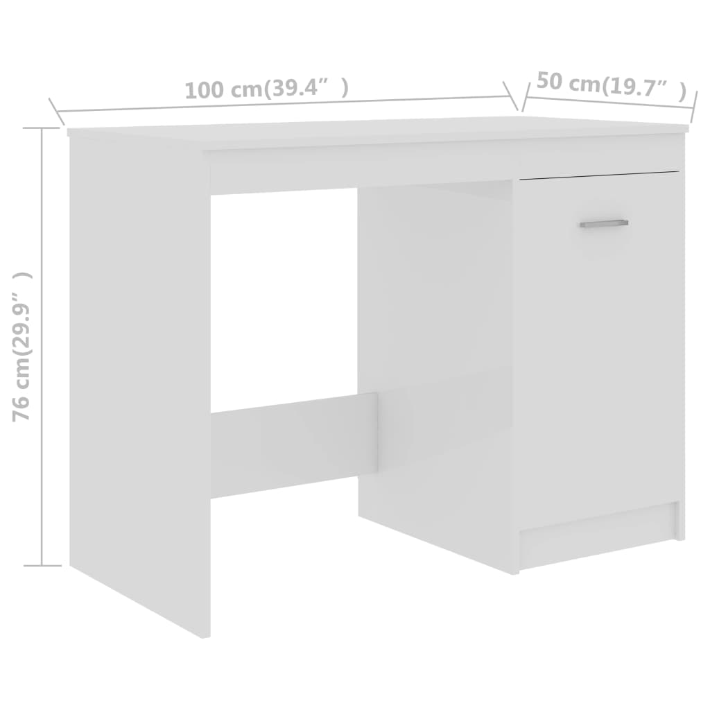 Scrivania Bianco Lucido 100x50x76 cm in Legno Multistrato - homemem39