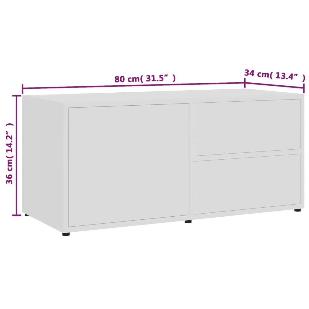 Mobile Porta TV Bianco 80x34x36 cm in Legno Multistrato | homemem39