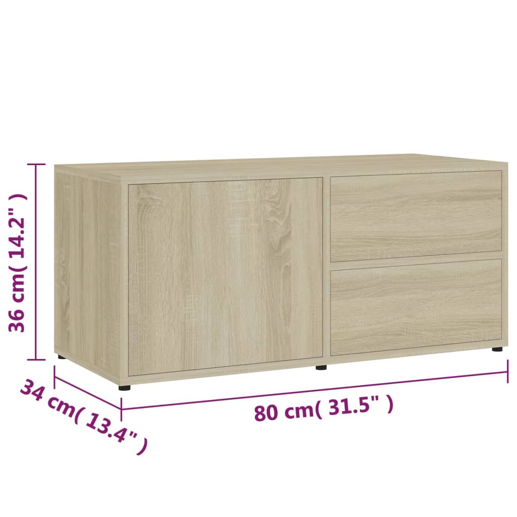 Mobile Porta TV Rovere Sonoma 80x34x36 cm Legno Multistrato | homemem39