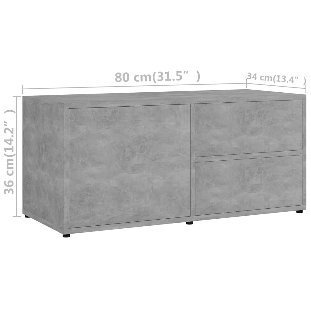 Mobile Porta TV Grigio Cemento 80x34x36 cm Legno Multistrato | homemem39