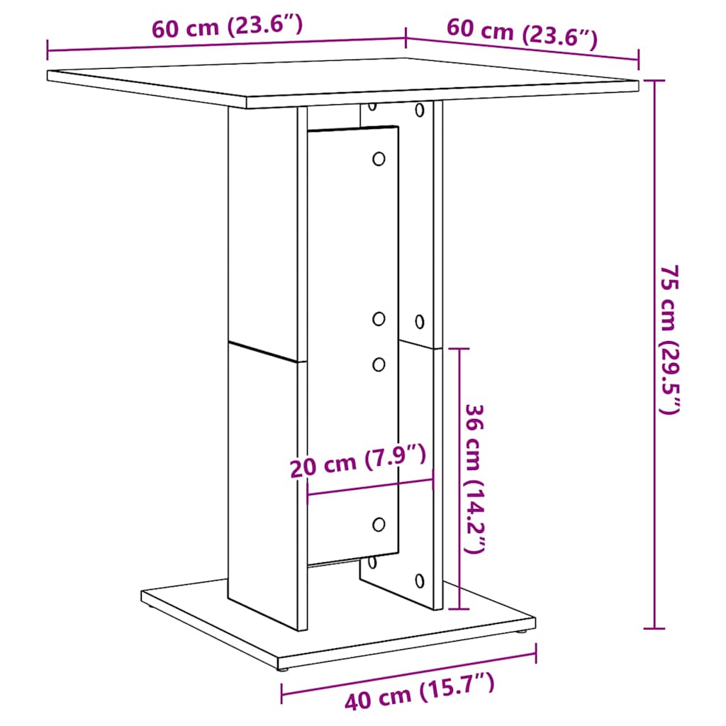 Tavolo da Bistrot Rovere Sonoma 60x60x75 cm Legno Multistrato | homemem39