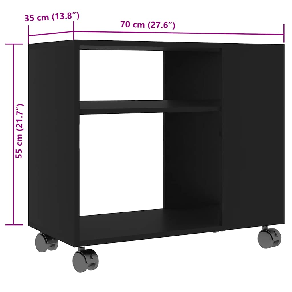 Tavolino da Salotto Nero 70x35x55 cm in Legno Multistrato - homemem39