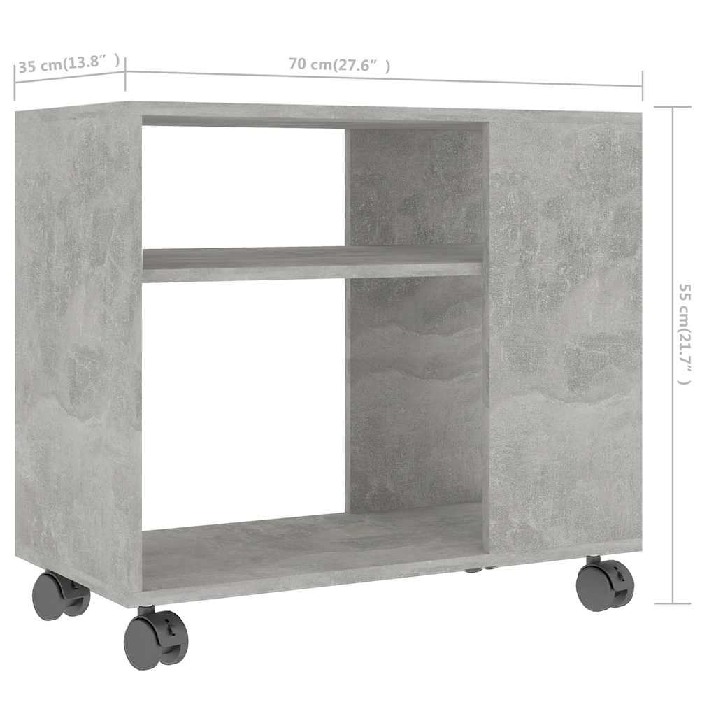 Tavolino Grigio Cemento 70x35x60,5 cm in Legno Multistrato