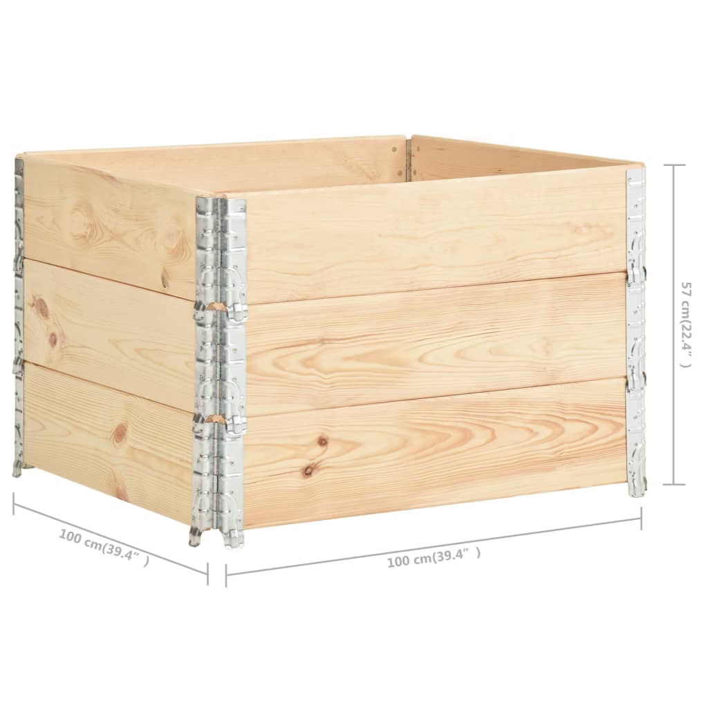 Collari per Pallet 3 pz 100x100 cm in Legno Massello di Pino | homemem39