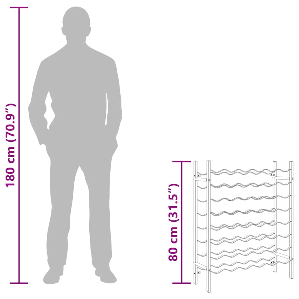 Portabottiglie per 48 Bottiglie di Vino Nero in Metallo